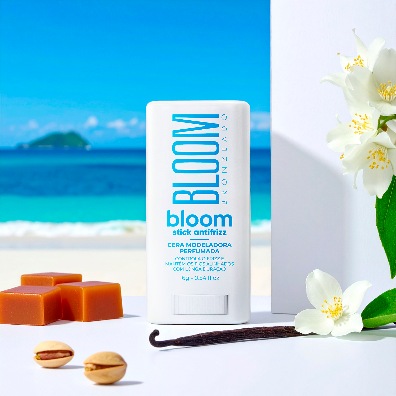 Stick Antifrizz Bloom – Cera Modeladora Perfumada com Proteção Térmica – 16g