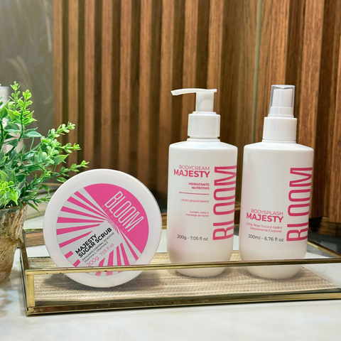 Kit Esfoliante, Body Cream e Body Splash Majesty