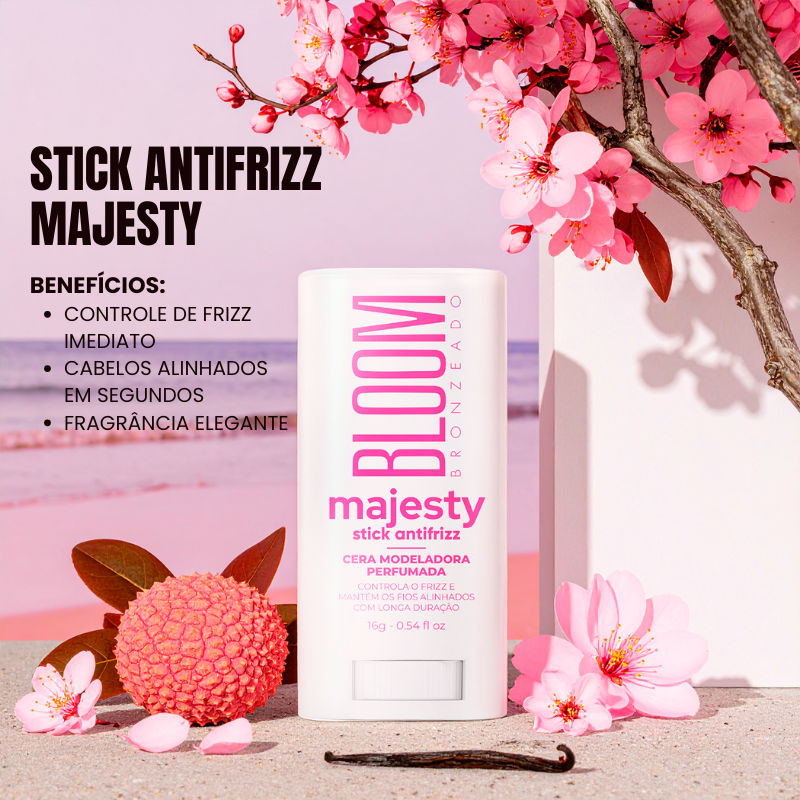 Stick Antifrizz Majesty – Cera Modeladora Pefumada com Proteção Térmica – 16g